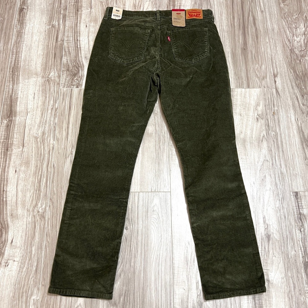 Levi's Classic Straight Corduroy Jeans Green 12M (W31 L30) Mid Rise Women NWT - Picture 4 of 14